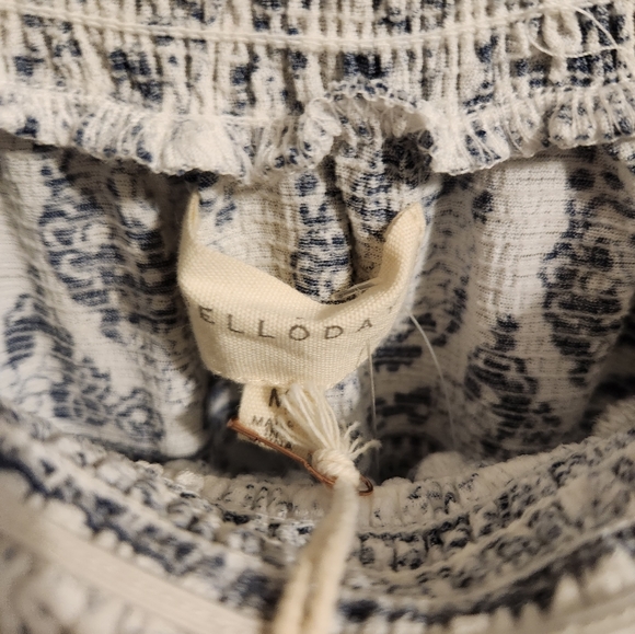 NWT Melloday women’s white and blue off shoulder half sleeve boho top - Picture 8 of 11